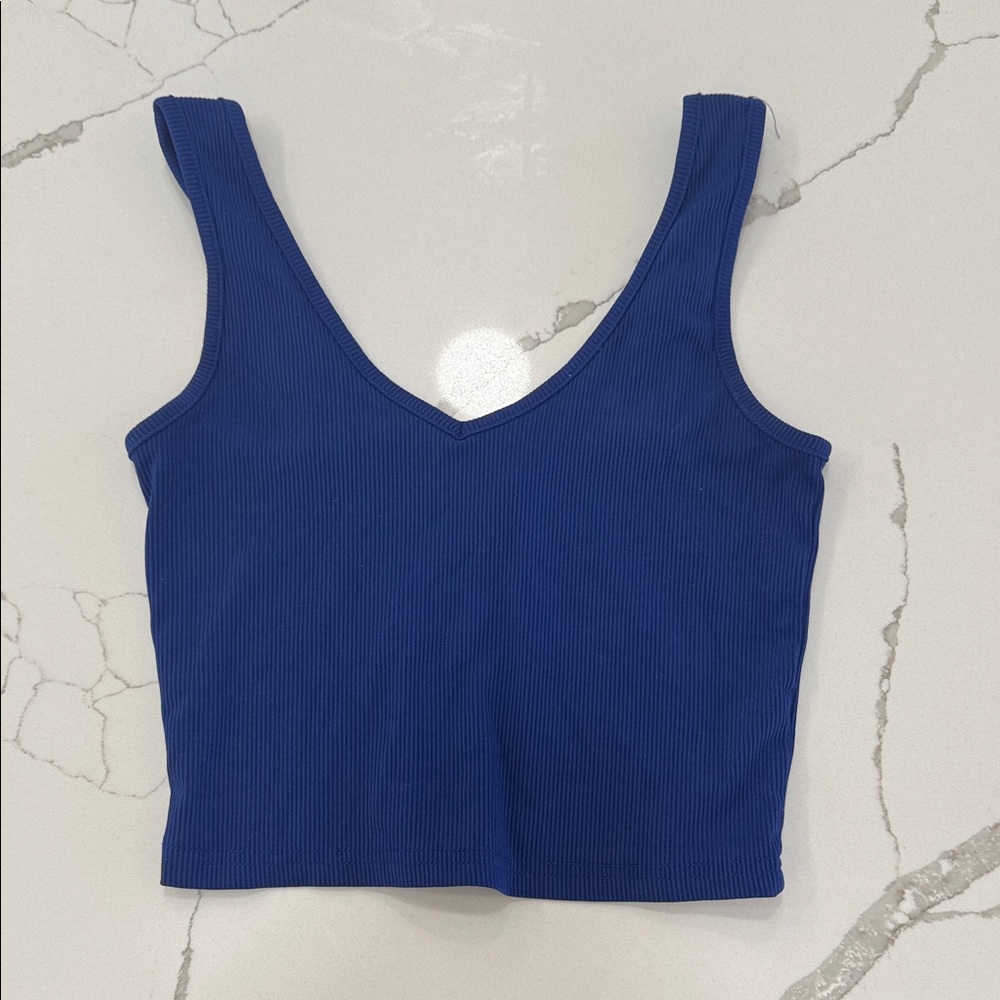 SHEIN Royal Blue Ribbed Crop Top